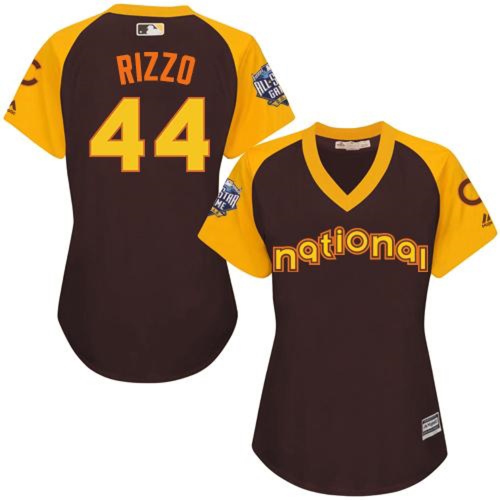 Cubs #44 Anthony Rizzo Brown 2016 All-Star National League Women's Stitched MLB Jersey 1