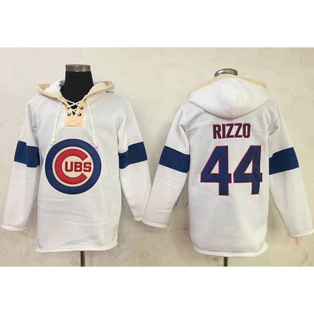 Cubs #44 Anthony Rizzo White Pullover MLB Hoodie 1