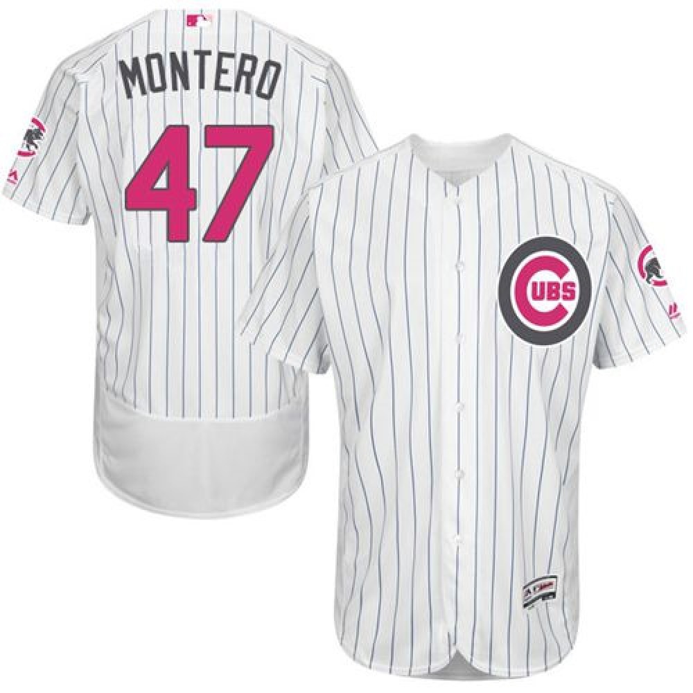Cubs #47 Miguel Montero White(Blue Strip) Flexbase Authentic Collection 2016 Mother's Day Stitched MLB Jersey 1