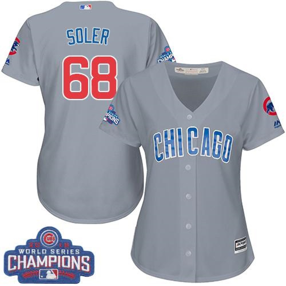 Cubs #68 Jorge Soler Grey Road 2016 World Series Champions Women's Stitched MLB Jersey 1