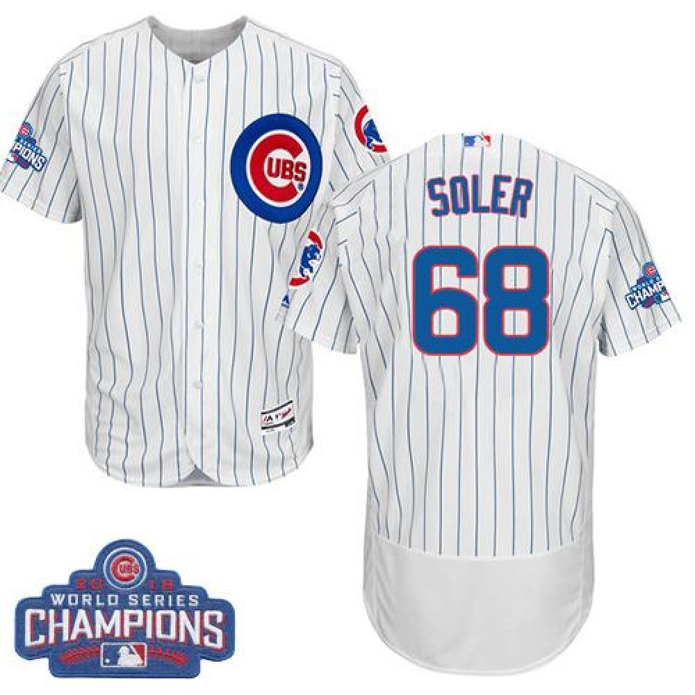 Cubs #68 Jorge Soler White Flexbase Authentic Collection 2016 World Series Champions Stitched MLB Jersey 1
