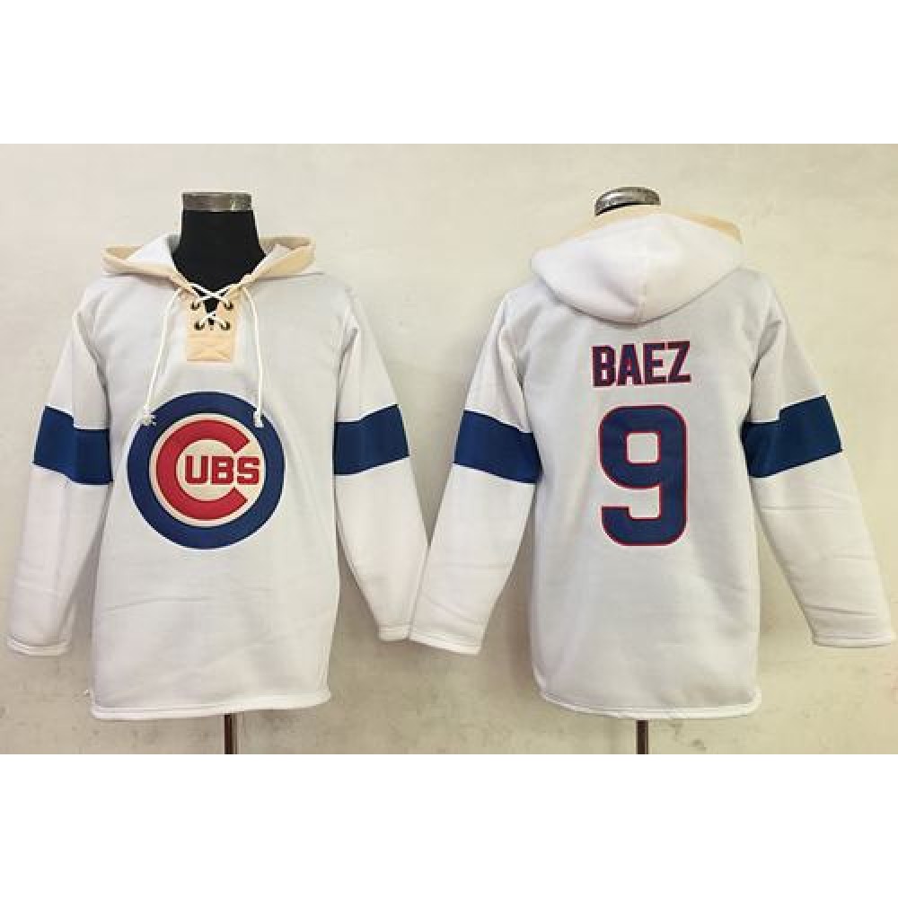 Cubs #9 Javier Baez White Pullover MLB Hoodie 1