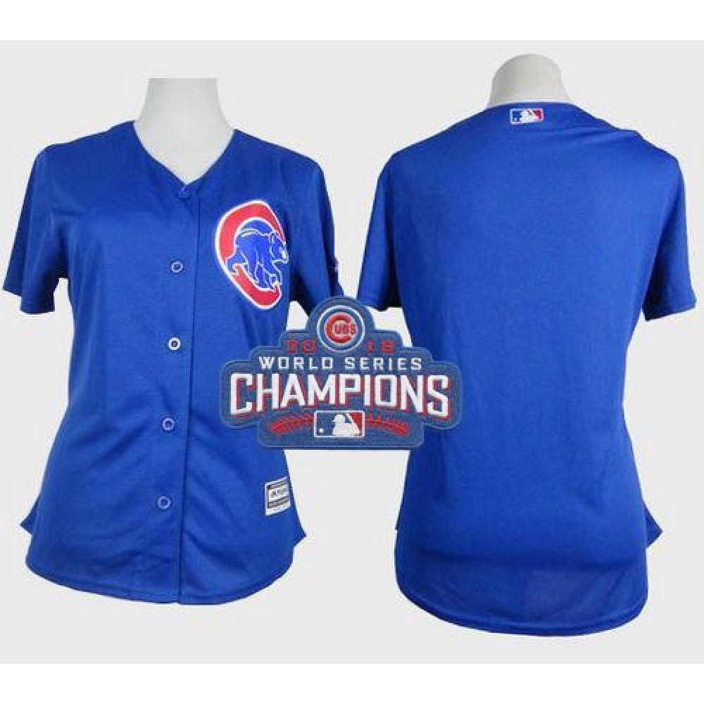 Cubs Blank Blue Alternate 2016 World Series Champions Women's Stitched MLB Jersey 1