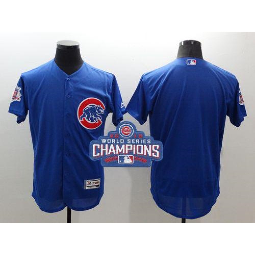 Cubs Blank Blue Flexbase Authentic Collection 2016 World Series Champions Stitched MLB Jersey 1