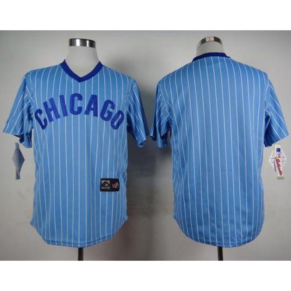 Cubs Blank Blue(White Strip) Cooperstown Throwback Stitched MLB Jersey 1