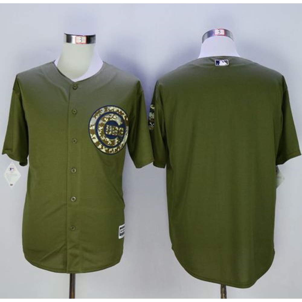 Cubs Blank Green Camo New Cool Base Stitched MLB Jersey 1