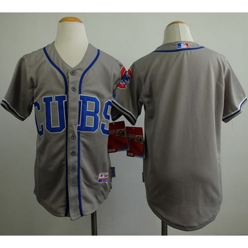 Cubs Blank Grey Alternate Road Cool Base Stitched Youth MLB Jersey 1