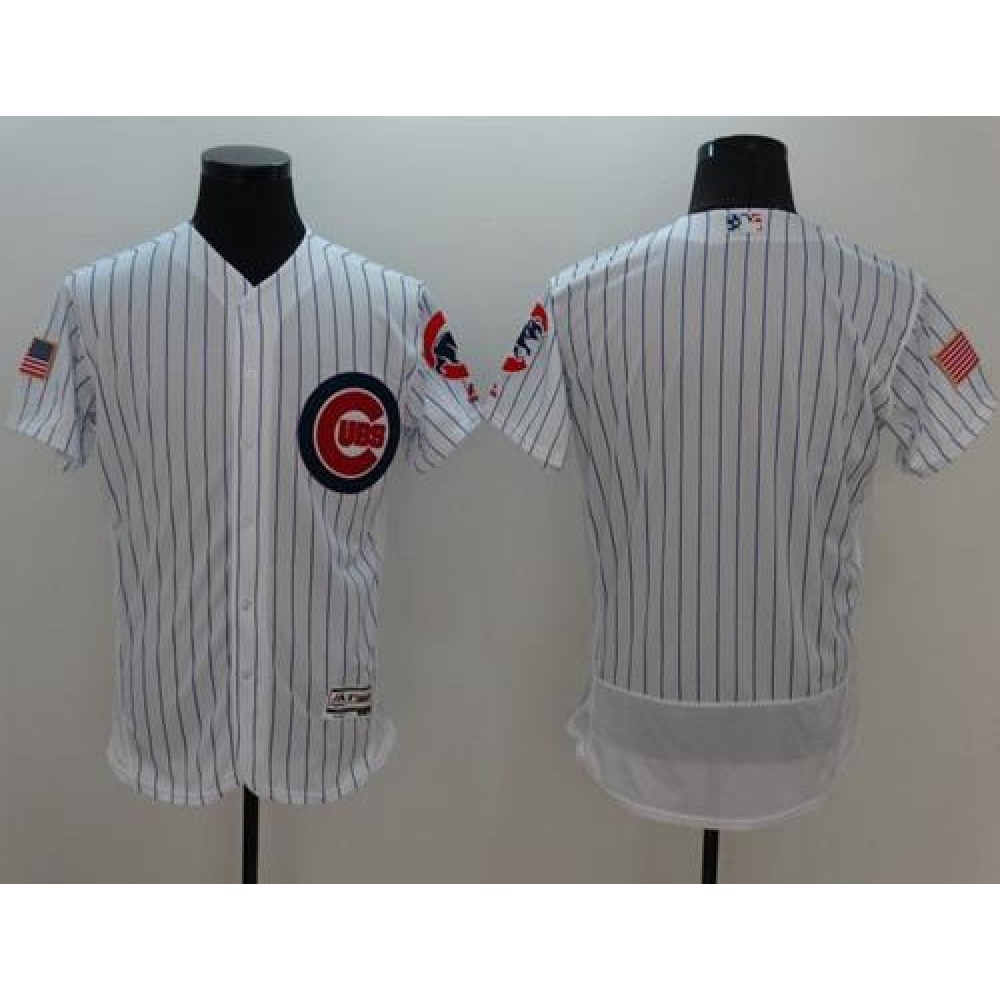 Cubs Blank White Fashion Stars & Stripes Flexbase Authentic Stitched MLB Jersey 1