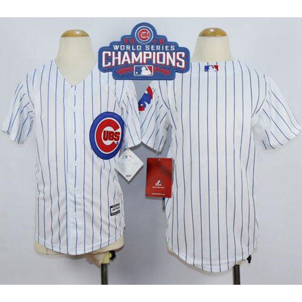 Cubs Blank White Home 2016 World Series Champions Stitched Youth MLB Jersey 1