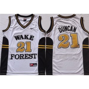 Demon Deacons #21 Tim Duncan White Stitched NCAA Jersey