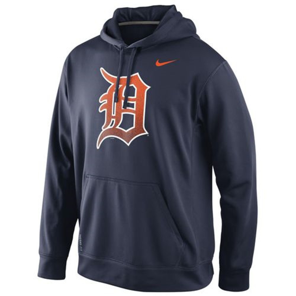 Detroit Tigers Logo Performance Navy Blue MLB Hoodie 1
