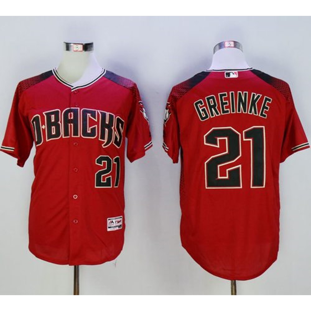 Diamondbacks #21 Zack Greinke Red/Brick New Cool Base Stitched MLB Jersey 1