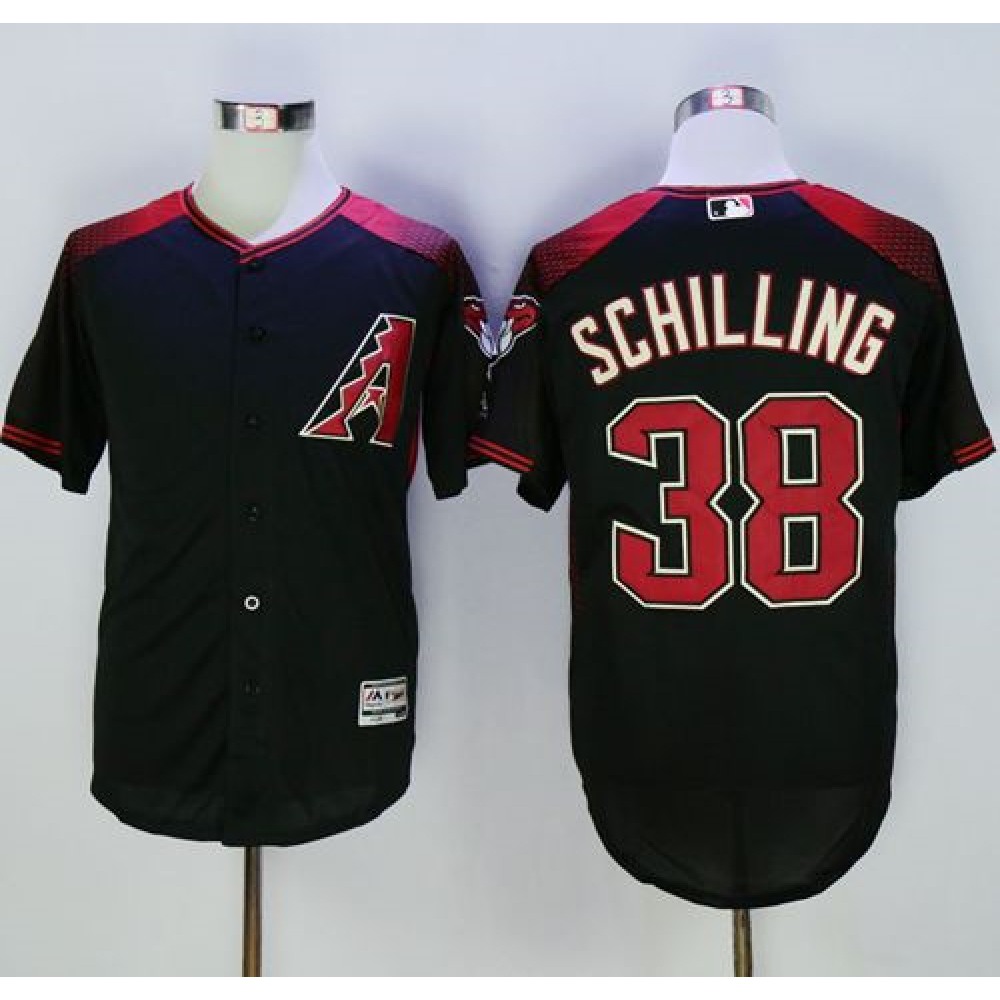 Diamondbacks #38 Curt Schilling Black/Brick New Cool Base Stitched MLB Jersey 1