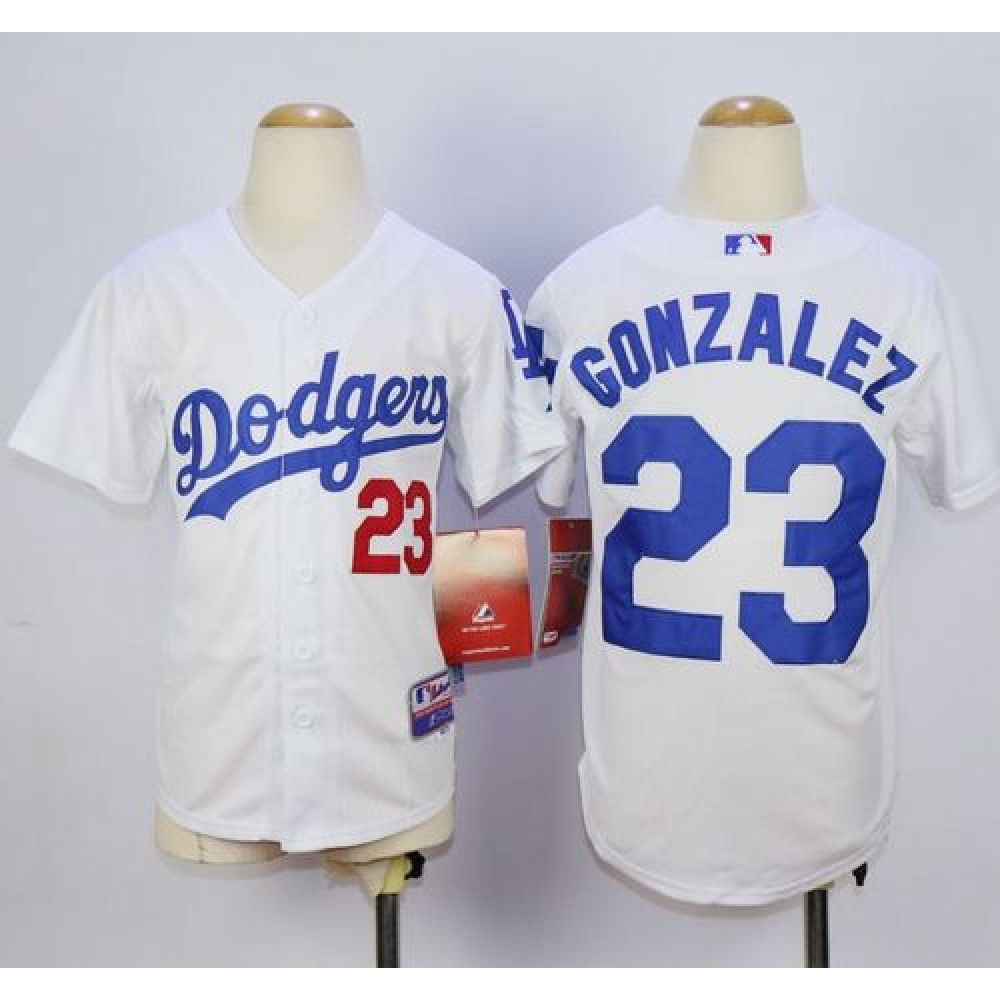 Dodgers #23 Adrian Gonzalez White Cool Base Stitched Youth MLB Jersey 1