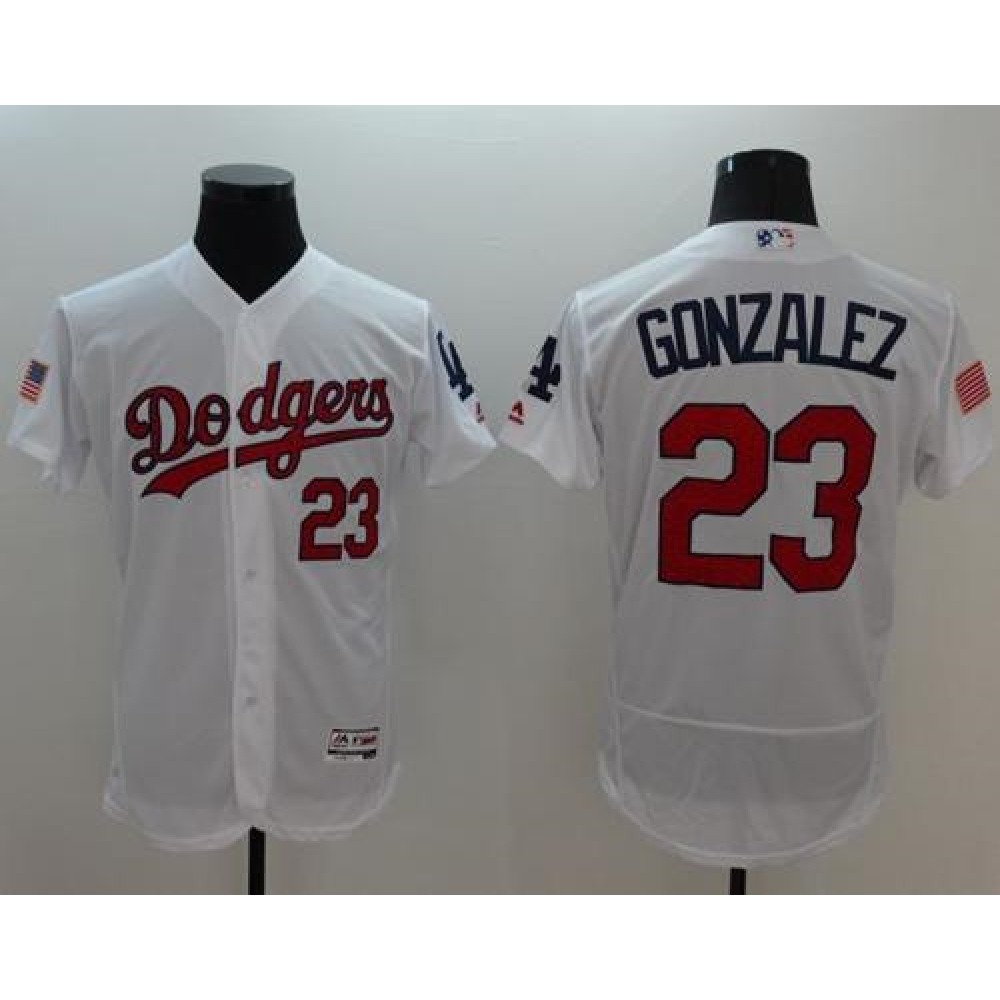 Dodgers #23 Adrian Gonzalez White Fashion Stars & Stripes Flexbase Authentic Stitched MLB Jersey 1