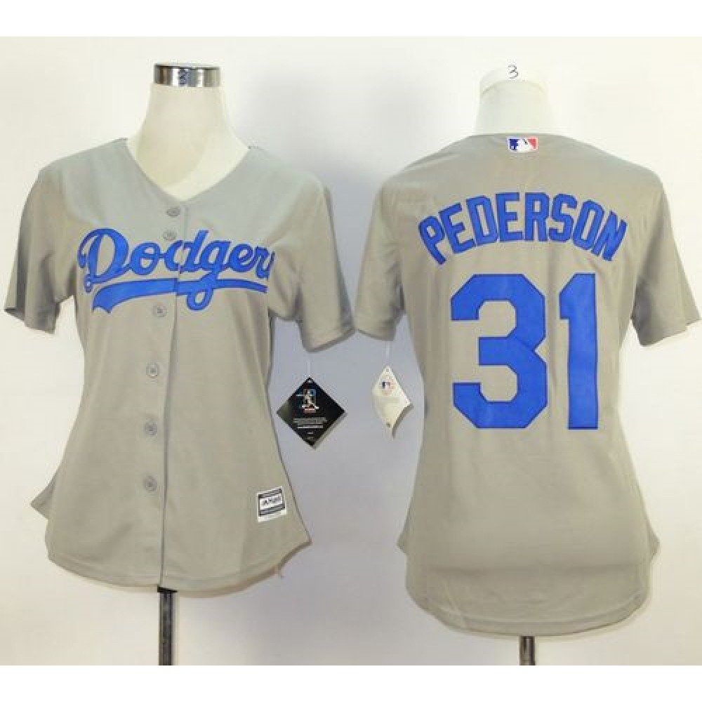 Dodgers #31 Joc Pederson Grey Alternate Road Women's Stitched MLB Jersey 1