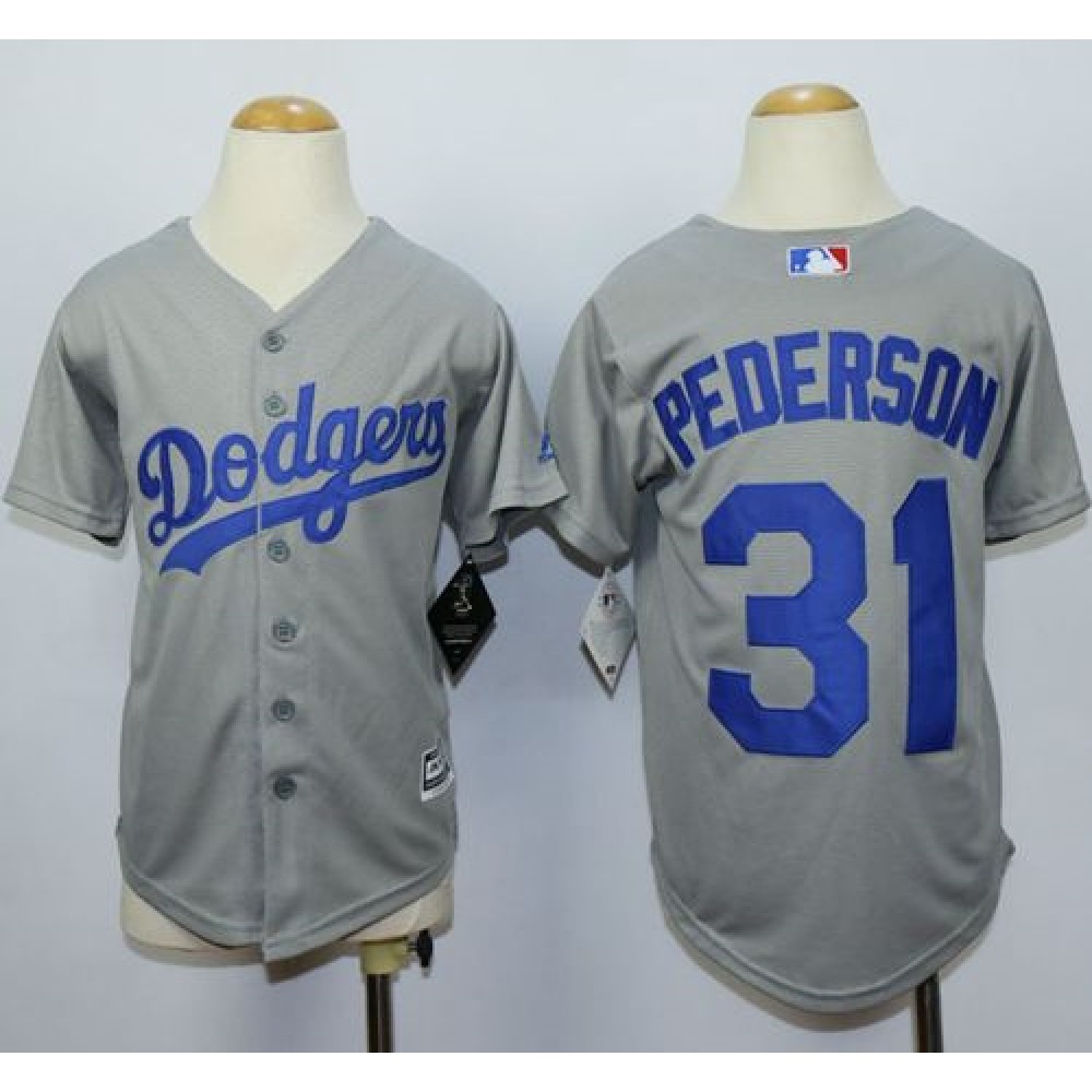 Dodgers #31 Joc Pederson Grey Cool Base Stitched Youth MLB Jersey 1
