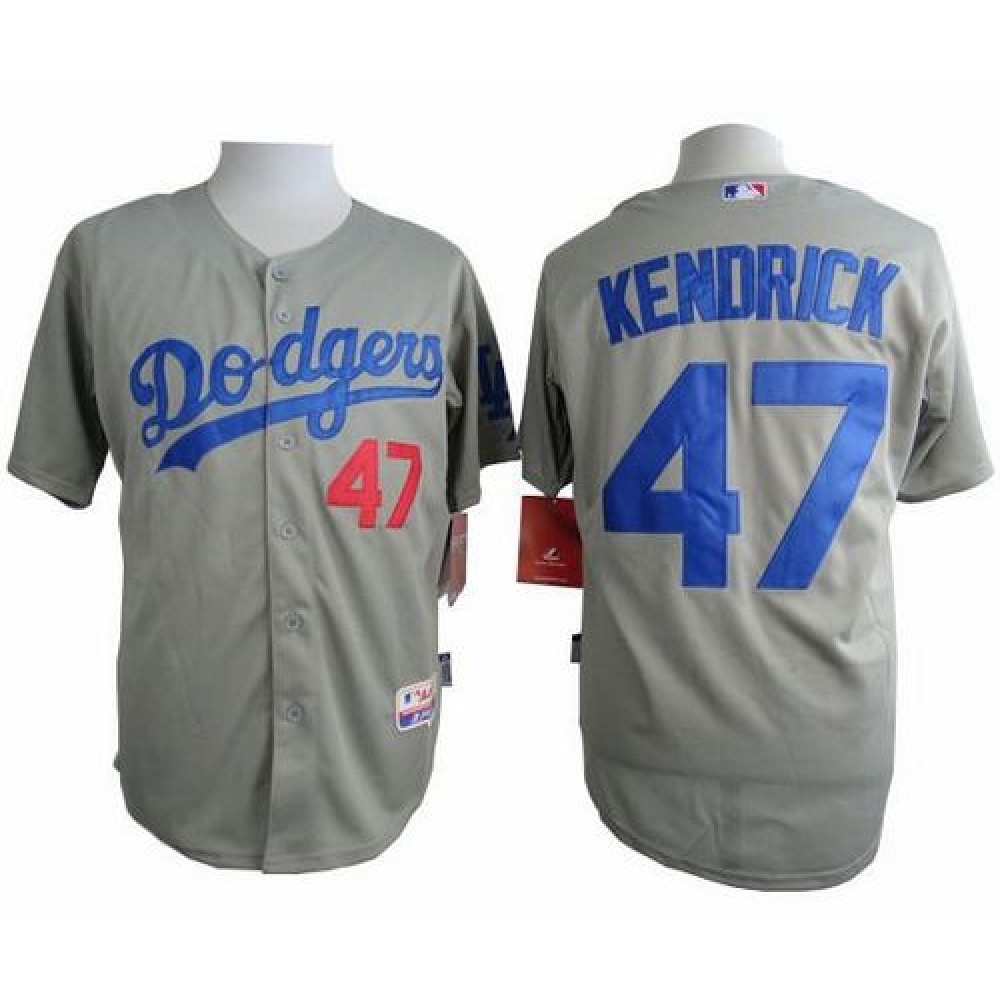 Dodgers #47 Howie Kendrick Grey Cool Base Stitched MLB Jersey 1