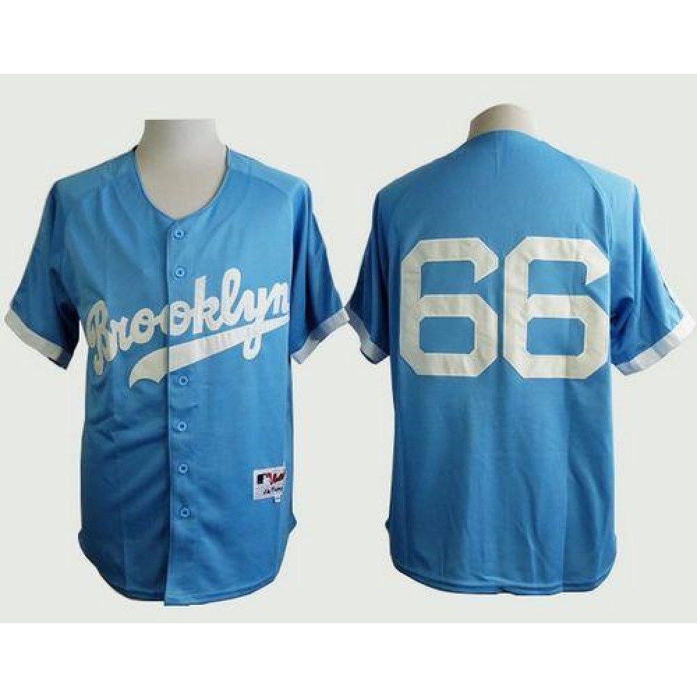 Dodgers #66 Yasiel Puig Light Blue Cooperstown Stitched MLB Jersey 1
