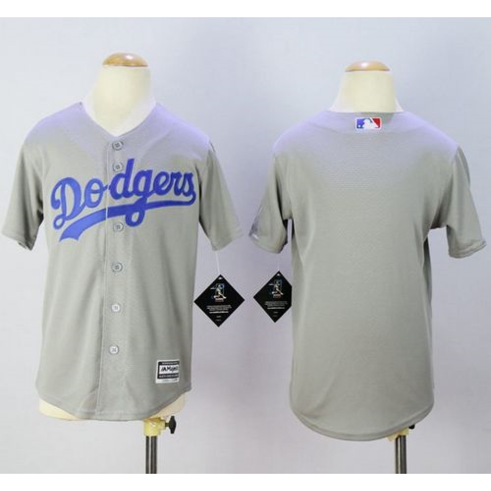 Dodgers Blank Grey Cool Base Stitched Youth MLB Jersey 1