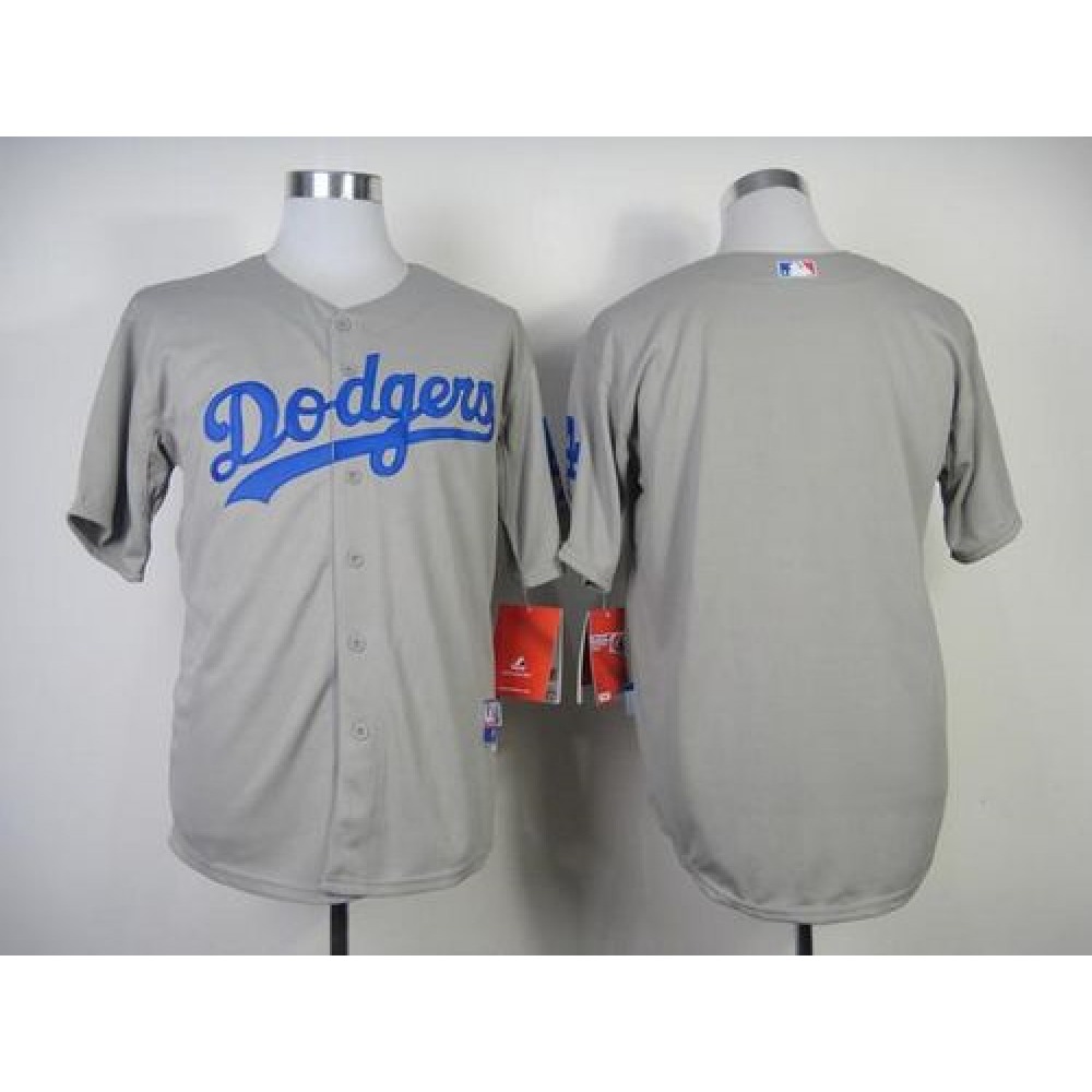Dodgers Blank Grey w/50th Anniversary Dodger Stadium Patch Stitched MLB Jersey 1