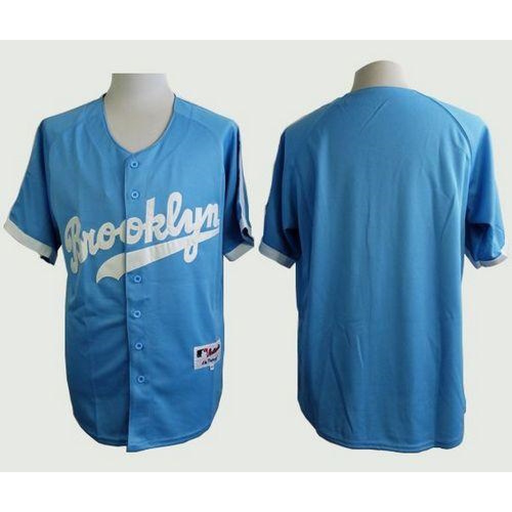 Dodgers Blank Light Blue Cooperstown Stitched MLB Jersey 1