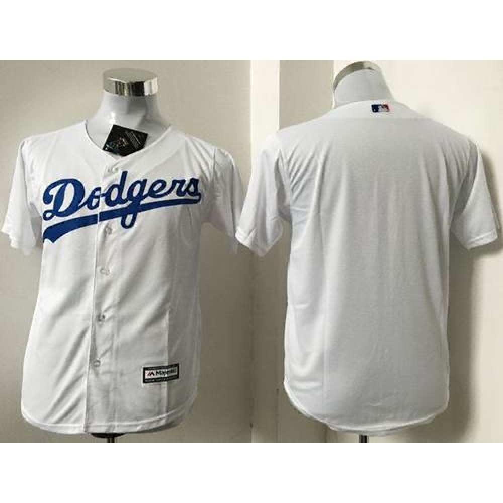 Dodgers Blank White Cool Base Stitched Youth MLB Jersey 1