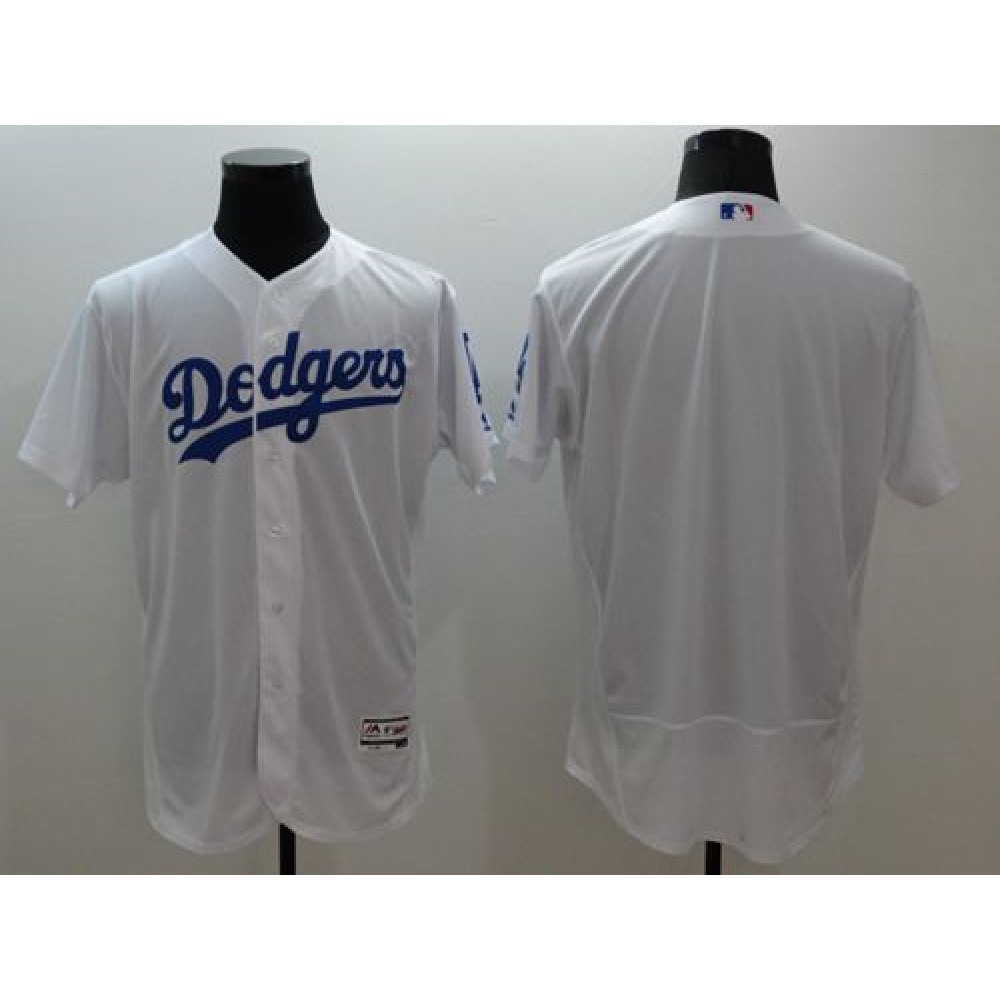 Dodgers Blank White Flexbase Authentic Collection Stitched MLB Jersey 1