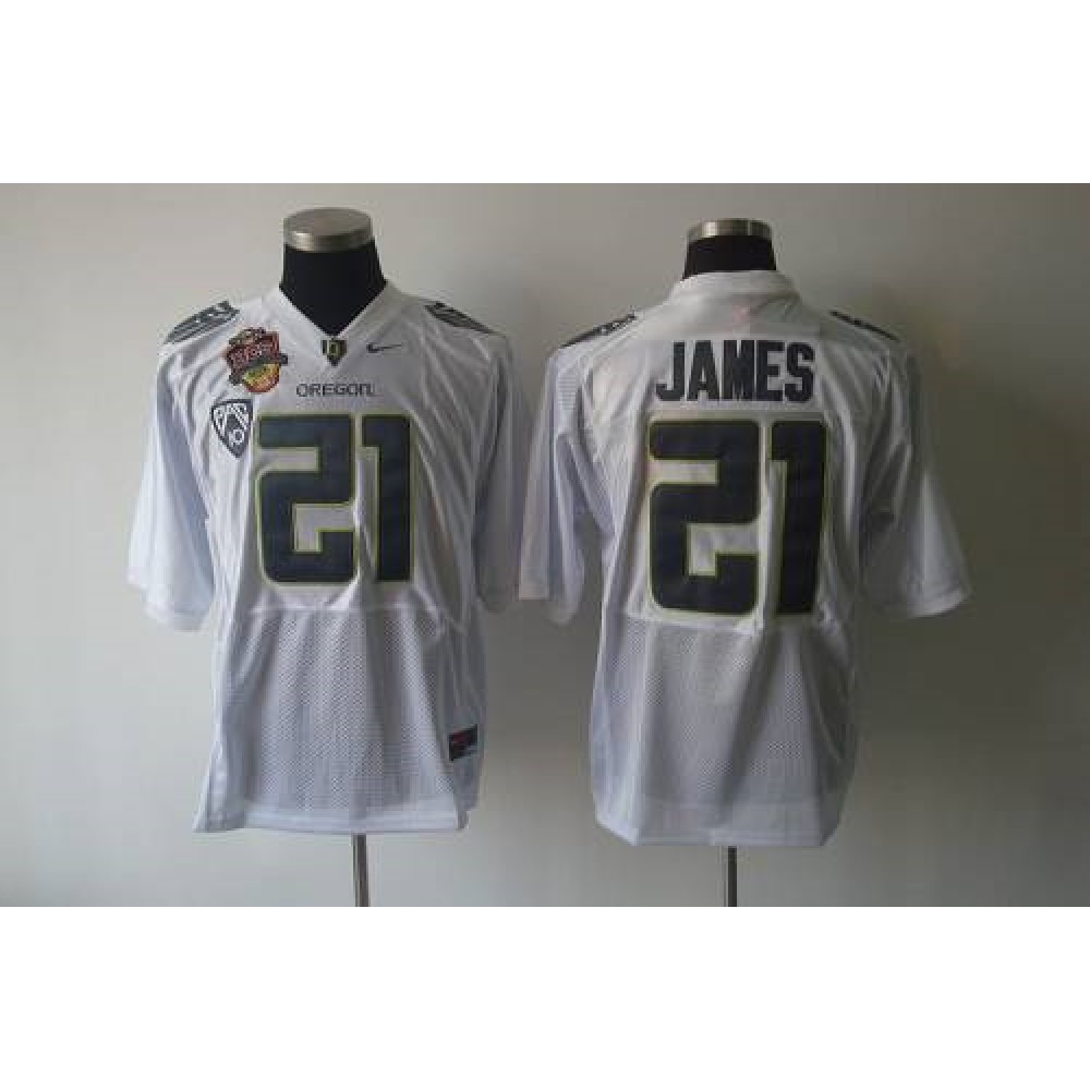 Ducks #21 LaMichael James White Stitched NCAA Jersey 1