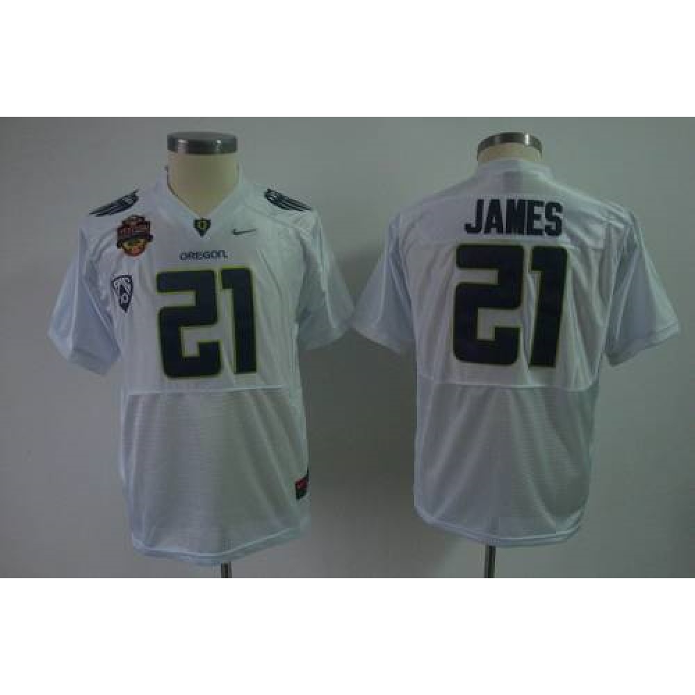 Ducks #21 LaMichael James White Stitched Youth NCAA Jersey 1
