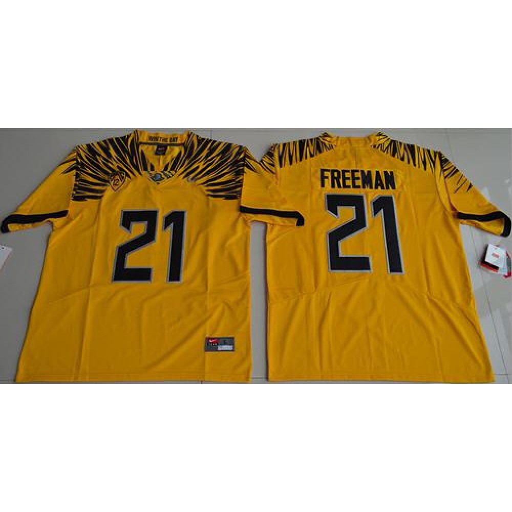 Ducks #21 Royce Freeman Yellow Limited Stitched NCAA Jersey 1