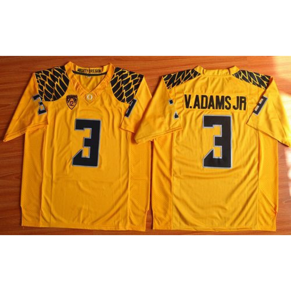 Ducks #3 Vernon Adams Jr. Olive Yellow Stitched NCAA Jersey 1