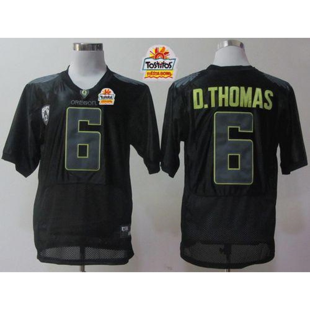 Ducks #6 De'Anthony Thomas Black Pro Combat Pac-12 Tostitos Fiesta Bowl Stitched NCAA Jersey 1