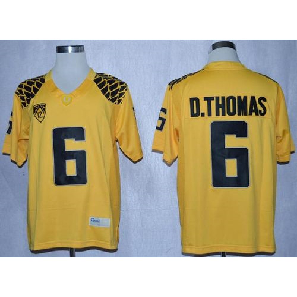 Ducks #6 De'Anthony Thomas Yellow Limited Stitched NCAA Jersey 1