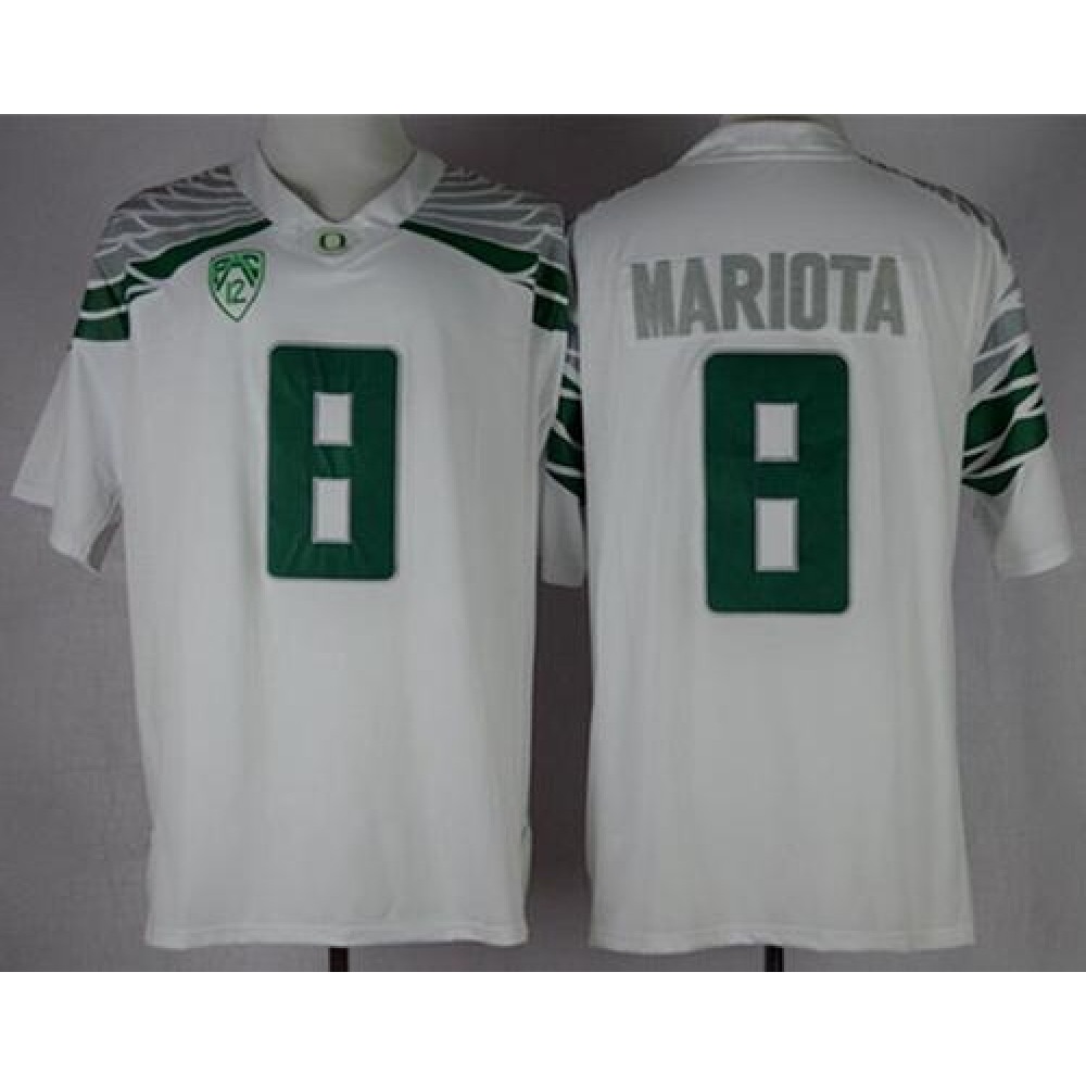 Ducks #8 Marcus Mariota White Mach Speed Limited Stitched NCAA Jersey 1