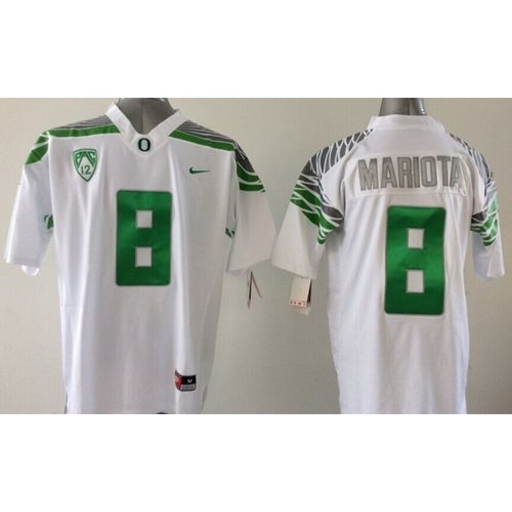 Ducks #8 Marcus Mariota White Stitched Youth NCAA Jersey 1