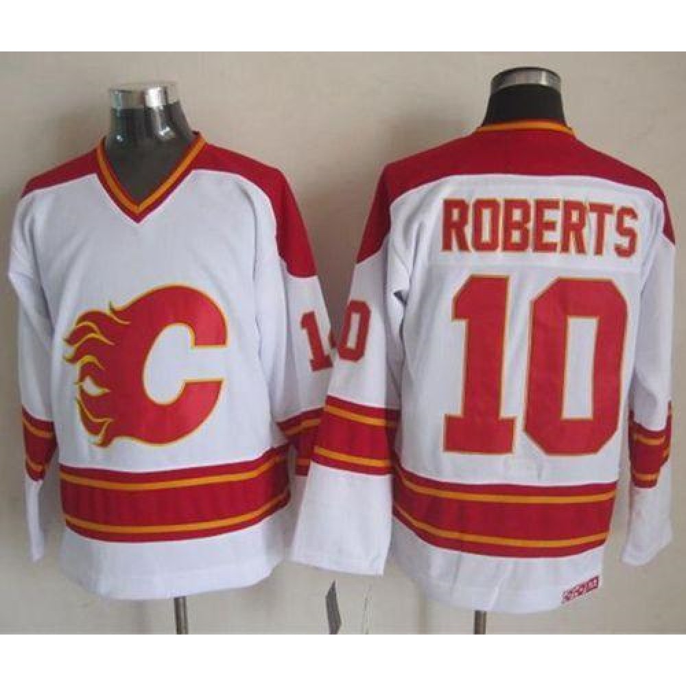 Flames #10 Gary Roberts White CCM Throwback Stitched NHL Jersey 1