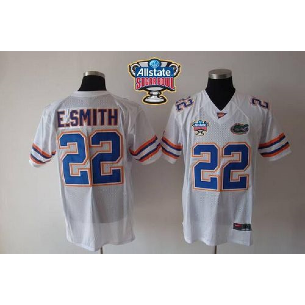 Gators #22 E.Smith White Allstate Sugar Bowl Stitched NCAA Jersey 1