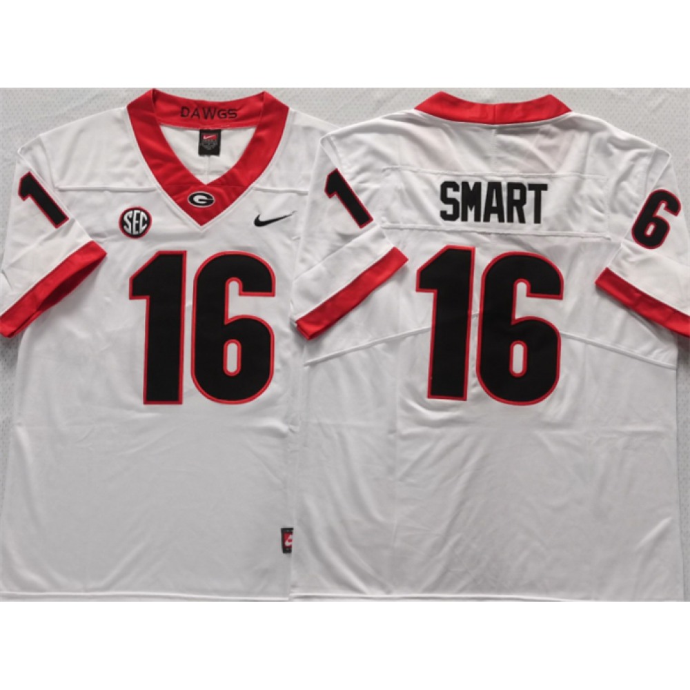 Georgia Bulldogs #16 Smart White Stitched Jersey 1