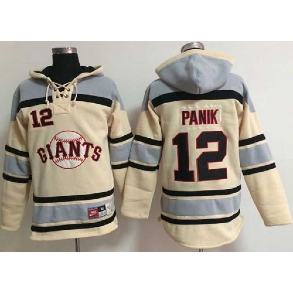 Giants #12 Joe Panik Cream Sawyer Hooded Sweatshirt MLB Hoodie 1