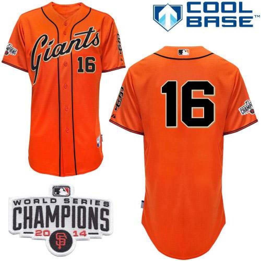 Giants #16 Angel Pagan Orange Cool Base W/2014 World Series Champions Patch Stitched MLB Jersey 1