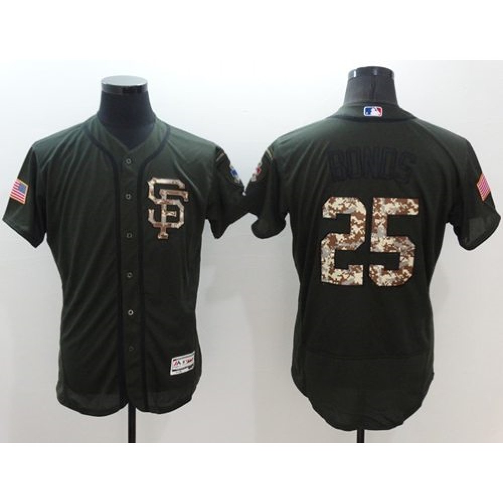 Giants #25 Barry Bonds Green Flexbase Authentic Collection Salute to Service Stitched MLB Jersey 1