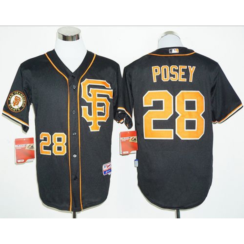 Giants #28 Buster Posey Black 2016 Cool Base Stitched MLB Jersey 1