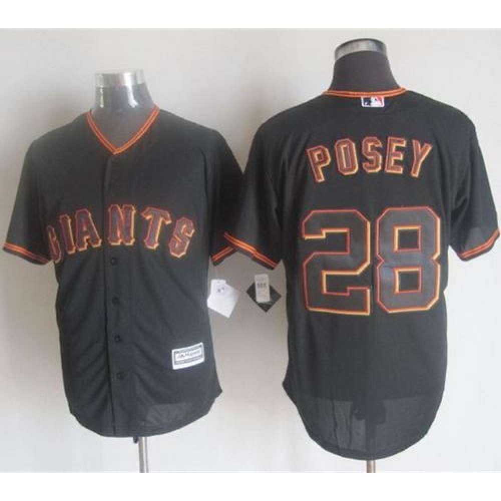Giants #28 Buster Posey Black New Cool Base Stitched MLB Jersey 1