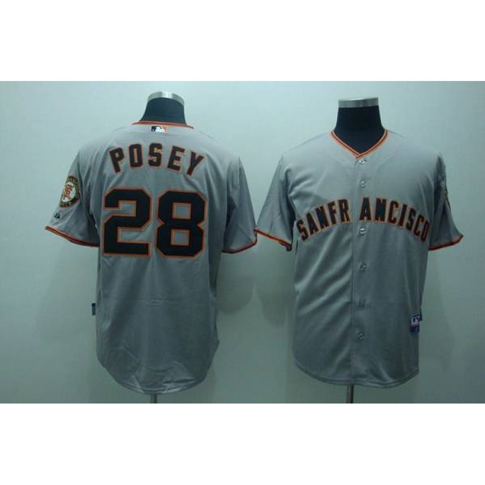 Giants #28 Buster Posey Stitched Grey MLB Jersey 1