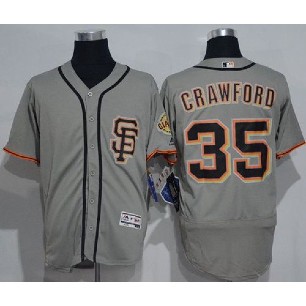 Giants #35 Brandon Crawford Grey Flexbase Authentic Collection Road 2 Stitched MLB jerseys 1