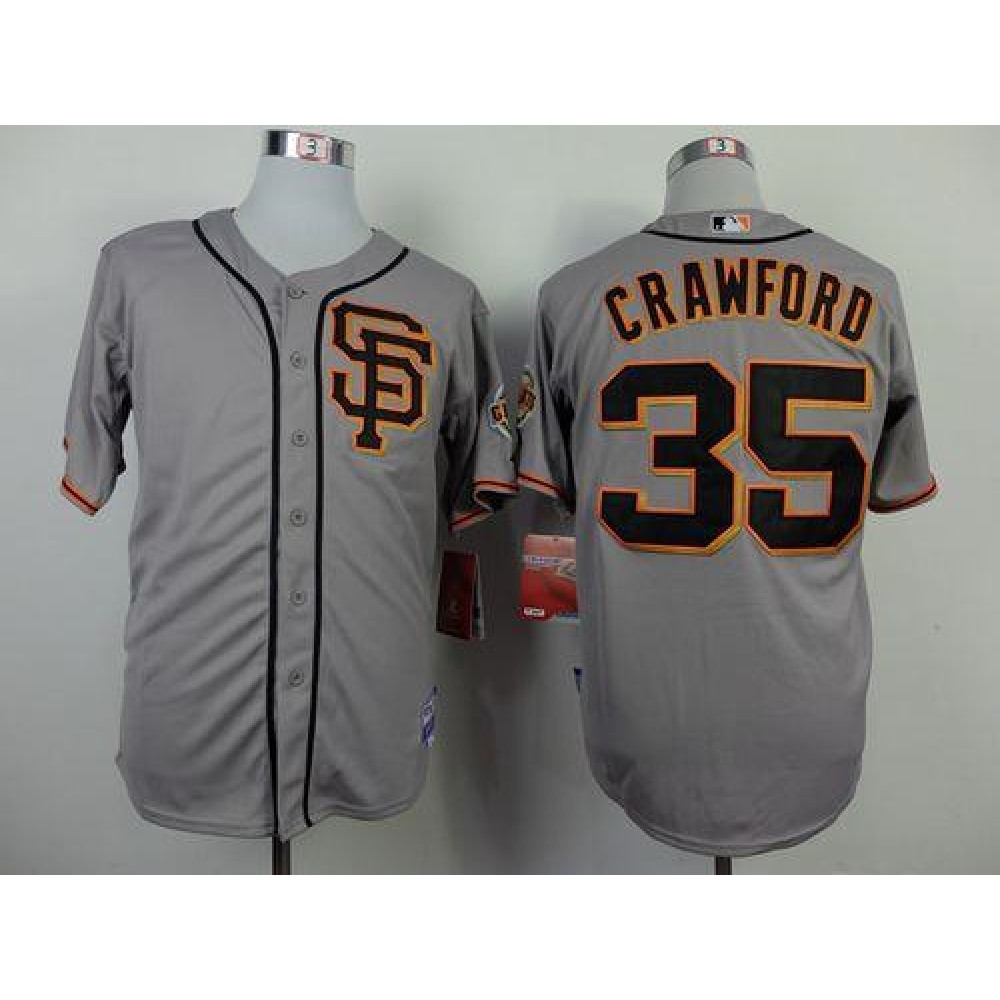 Giants #35 Brandon Crawford Grey Road 2 Cool Base Stitched MLB jerseys 1