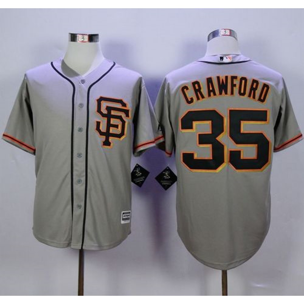 Giants #35 Brandon Crawford Grey Road 2 New Cool Base Stitched MLB Jersey 1