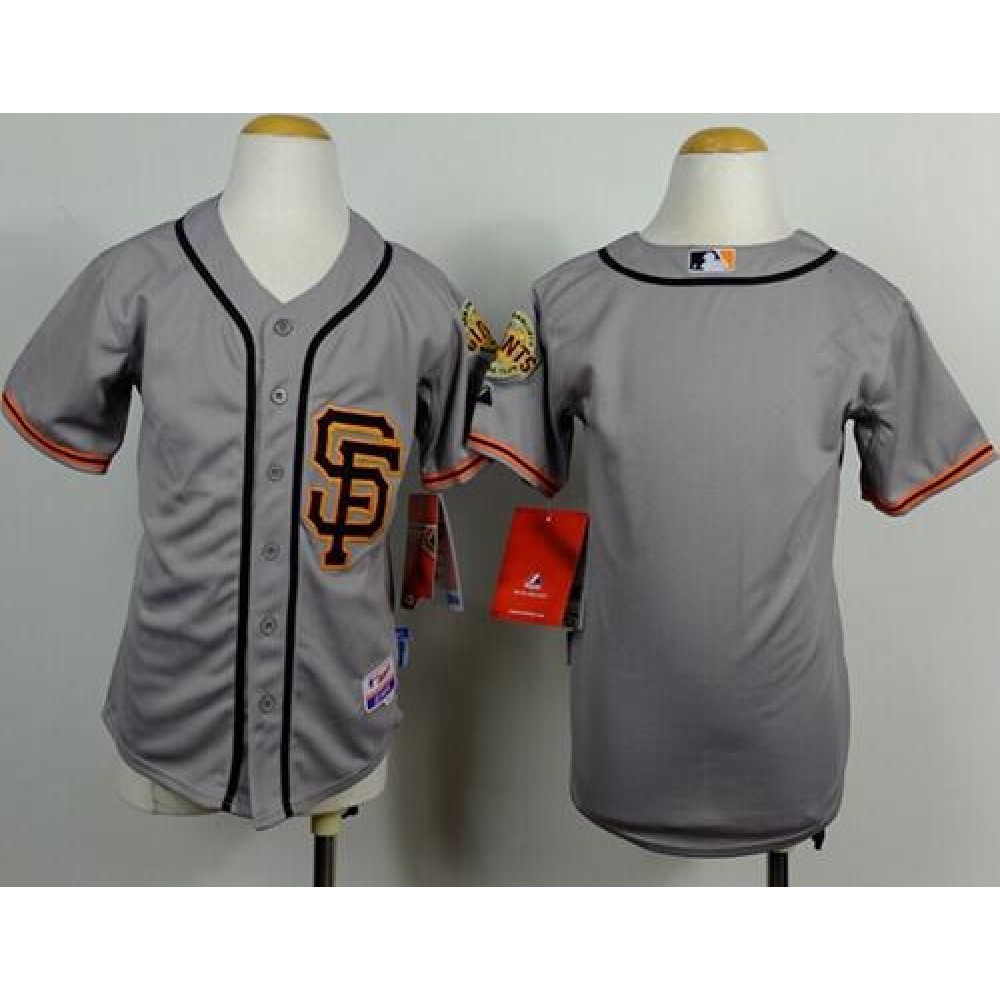 Giants Blank Grey Road 2 Cool Base Stitched Youth MLB Jersey 1