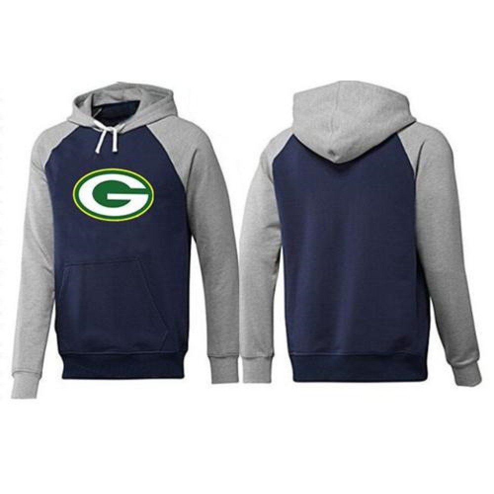 Green Bay Packers Logo Pullover Hoodie Dark Blue & Grey 1